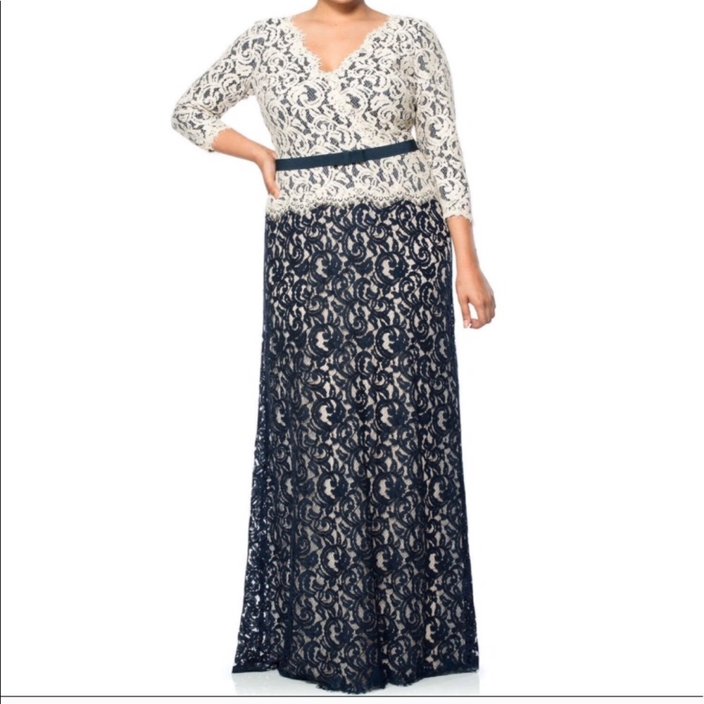 Tadashi Shoji Too Colorblock Lace Gown - Like New!